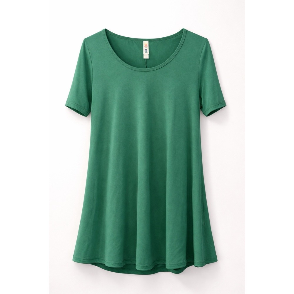 LuLaRoe Tunic T-Shirt Scoop Neck Short Sleeve Relaxed Green Knit Size XS